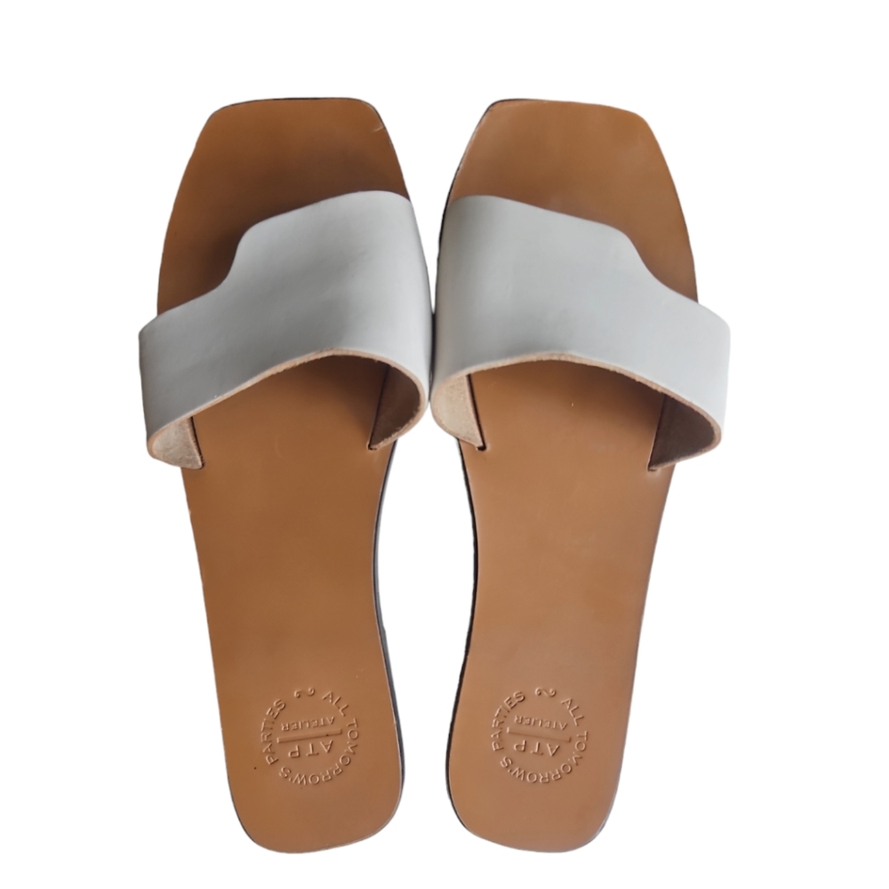 ATP ATELIER | Beige Leather Slides in Size EU 36 / US 5.5